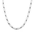 Polished silver stainless steel Cuban link necklace with rectangular flat chain design - Short / Thick Steel Square Bar