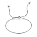 Adjustable silver snake chain necklace in 18K gold stainless steel with slider bead - Short / Steel