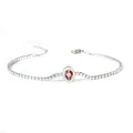 Bracciale tennis argento con ciondolo a goccia rossa e intarsio in zirconi - Goccia d'Acqua (B0009S-5)