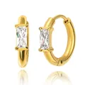 Gold rectangular zircon hoop earrings in polished titanium steel for women - Gold (White Zirconia)