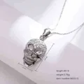 Punk silver skull necklace in titanium steel with shimmering micro-pave zircons - Small Skull (N0151S) / Steel Color (N0151S)