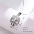 Hip hop skull pendant necklace with silver finish and sparkling micro-inlaid zircons - Pave Skull (N0153S) / Steel Color (N0153S)