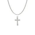 Silver stainless steel cross necklace with micro-pave cubic zirconia pendant - Classic Cross (N0027S)