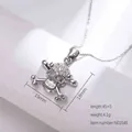 Silver skull and crossbones necklace with white zircon pavé and size dimensions - Steel Color (N0154S)