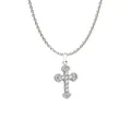 Silver cross necklace variant with cubic zirconia inlay and heart cutout detail - Heart Cutout Cross (N0036S)