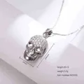 Silver hip hop skull pendant necklace with micro-paved zircons and 45+5cm chain - Steel Color (N0155S)
