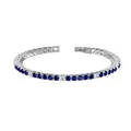 Macro detail of stainless steel tennis bracelet with blue and white cubic zirconia - Steel Color (Royal Blue & White Zirconia)