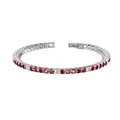 Detail of stainless steel clasp on a 3mm tennis bracelet with red and white zircons - Steel Color (Red & White Zirconia)