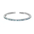 Detail of blue and white cubic zirconia tennis bracelet with stainless steel clasp - Tennis Bracelet (B0181D) / 3mm x 180mm / Steel Color (Light Blue & White Zirconia)
