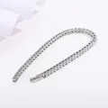 Close-up of 3mm cubic zirconia tennis bracelet in silver finish with a secure fold-over clasp - Tennis Bracelet (B0181A) / 3mm x 180mm / Steel Color (White Zirconia)