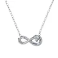 Silver infinity heart pendant necklace with shimmering zircon stones on a fine link chain - Heart Zirconia Style (N0077S) / Steel