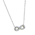 Silver infinity pendant necklace with micro-paved cubic zirconia and delicate O-chain - 11 Stones Style (N0074S) / Steel