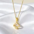 18K gold plated spade heart pendant necklace with micro-pave cubic zirconia inlay - Inlaid Spade Hollow Style (N0116)
