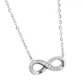 Collar de infinito plateado con circonitas micro pavimentadas y sello de plata ley S925 - Estilo 4 Piedras (N0075S)