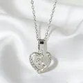 Silver heart-shaped necklace in 18K gold style with sparkling nested cubic zirconia stones - Silver Heart Nested Style (N0117S)