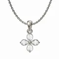 Sparkling four-leaf clover zircon pendant necklace in silver finish with delicate chain - Silver/White Zirconia