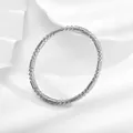 Elegante brazalete de cuentas plateadas con eslabones cilíndricos grabados de moda - Estilo C Color Acero