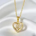 18K gold heart necklace with micro-p鑲 zircon pendant on a soft white silk background - Artistic Twisted Heart Style (N0117)