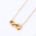 Collar infinito chapado en oro con cadena delicada y colgante de circón ovalado - Estilo Zirconia Ovalada (N0085)