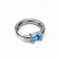 Orecchini a cerchio in acciaio al titanio con zircone blu ovale lucido - Argento Zirconia Blu