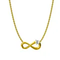 Collar dorado con colgante de infinito, piedra de circón y cadena de eslabones fina - Estilo Zirconia Redonda (N0079)