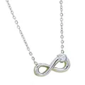 Collar infinito de plata con colgante de circonita en una cadena de eslabones finos - Estilo Zirconia Redonda (N0079S)