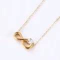 Collar dorado con símbolo de infinito y piedra de circonita en forma de pera en cadena - Estilo Zirconia Gota de Agua (N0078)