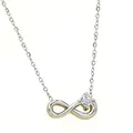 Collar de plata con símbolo de infinito y colgante de circonita cuadrada en cadena fina - Estilo Zirconia Cuadrada (N0072S)