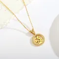 Detailed macro view of a gold Chinese dragon pendant necklace with sparkling cubic zirconia - Zodiac Dragon / Gold