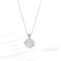 Macro shot of silver titanium pendant with radial texture and sparkling central stone - Square Style (N0377S) / Square Heart Silver