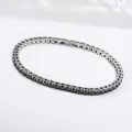 Classic stainless steel tennis bracelet with 3mm round black cubic zirconia stones - Tennis Bracelet (B0181B) / 3mm x 180mm / Steel (Black Zirconia)