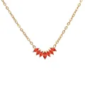 Collier en acier titane avec pendentif en éventail arqué et sept pierres marquises orange - Or Pierre Rouge
