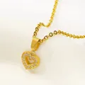 Detail of gold-plated square heart necklace with cubic zirconia pavé and O-chain link - Heart Style (N0044)