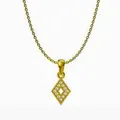 Macro shot of gold-plated geometric rhombus pendant necklace with pavé cubic zirconia - Rhombus Style (N0045)