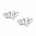 Boucles d'oreilles épi de blé avec zircons marquise en acier inoxydable argenté poli - Argent/Zircone Blanche
