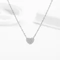 Close-up of titanium steel heart pendant necklace with shimmering pavé crystal inlay - Steel White Zirconia Style (N0250S)