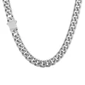 Detailed close-up of a steel Cuban link chain featuring a secure side-lock box clasp closure - 11mm x 46cm / Steel