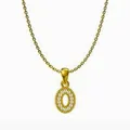 Titanium steel necklace featuring a gold oval pendant micro-paved with white zircons - Oval Style (N0041)