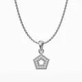 Elegant silver pentagon necklace with zircon stones and thin stainless steel chain - Silver Pentagon Style (N0043S)