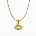 Titanium steel golden necklace featuring a square evil eye pendant with zircon inlay - Eye Shape Style (N0047)