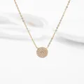 Gold plated evil eye necklace with pavé cubic zirconia round pendant on O-chain - Round Micro Pave Style (N0240G) / Round Gold