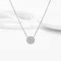 Silver Evil Eye necklace featuring a round pendant with micro-pave cubic zirconia crystals - Round Micro Pave Style (N0240S) / Round Steel Color