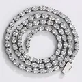 Collar tennis de acero inoxidable plateado con circonitas ovaladas de lujo para mujer - Estilo Corto / Plata Circonita Blanca