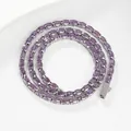 Elegante collar tenis de plata con piedras de circonita violeta de corte ovalado - Tipo estándar / Color Acero Circonita Púrpura