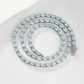 Collar tennis plateado con circonitas azul claro de corte ovalado elegante - Tipo estándar / Plata Zirconia Azul Claro