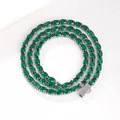 Collar tennis de plata con circonitas ovaladas verde esmeralda y cierre firme - Tipo estándar / Plata/Circonita Verde