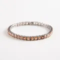 Square-cut champagne zircon tennis bracelet with silver-plated chain and fold-over clasp - Champagne