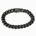 Classic black curb chain stainless steel necklace for couples with rectangular clasp - 9mm x 20cm / Black