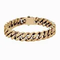 Chunky gold stainless steel Cuban link bracelet with a wide rectangle clasp for couples - 13mm x 21cm / Gold