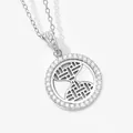 Luxe 18K gold-plated titanium necklace with a sparkling diamond-set circular hollow pendant - Geometric Hollow Style (N0430S) / Steel